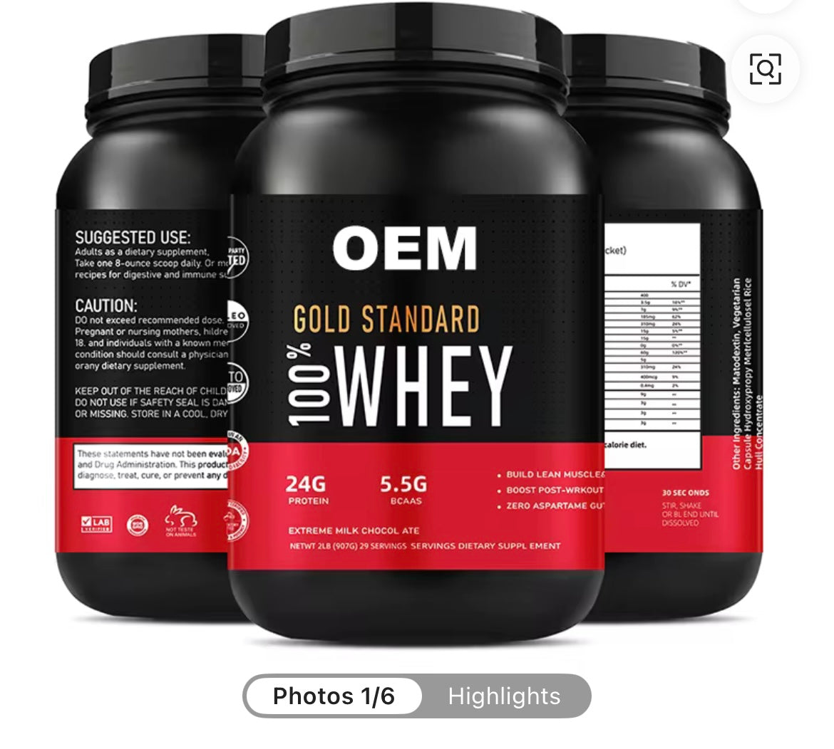OEM Custom Muscle Protein Supplement Whey Protein Powder Nutrition Fitness Protein Whey Isolate